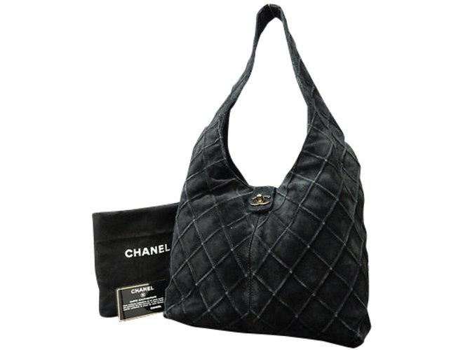 Chanel Suede Leather Black  ref.103884