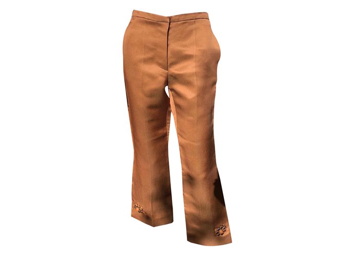 Louis Vuitton Pants, leggings Brown Silk  ref.103934