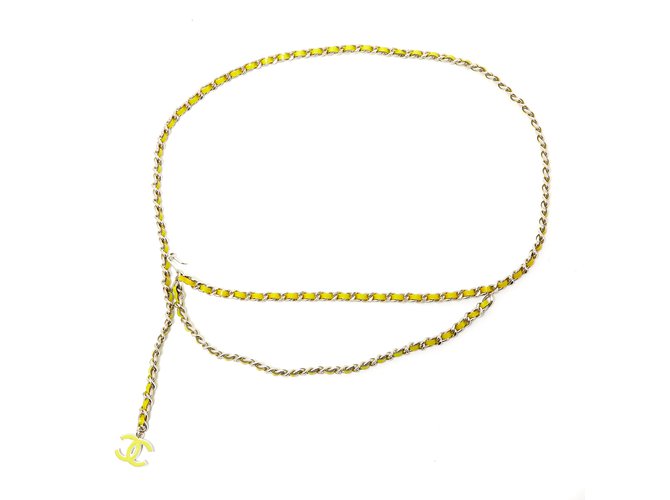 Chanel SILVER YELLOW CHAIN 85 NEW Silvery  ref.103983