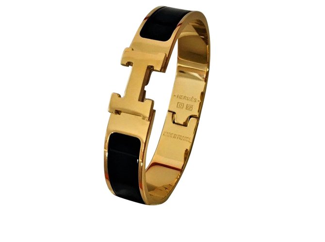 Hermès Armbänder Schwarz Vergoldet  ref.103988
