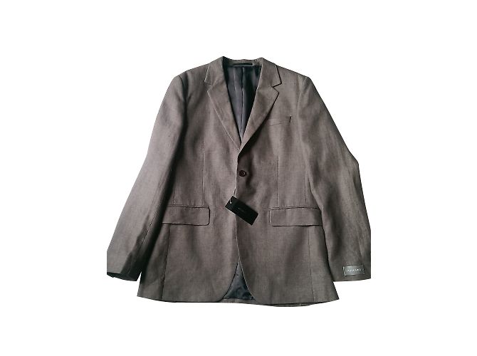 Giacca da completo Azzaro Taupe in lino e cotone Taglia 52
