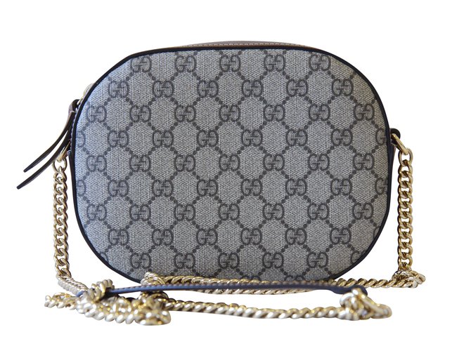 Gucci GG Supreme sac de mini chaîne Cuir Marron  ref.104060
