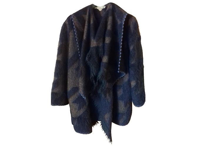 Stella Mc Cartney Casaco Poncho Stella McCartney de Lã Azul