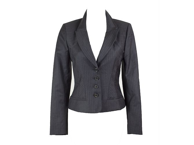 Kenzo Anthrazitgrauer Gestreifter Wollblazer