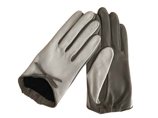 Agnelle Gloves Grey Leather  ref.104411