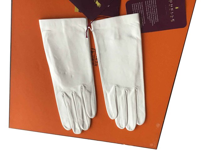 Agnelle Gloves White Leather  ref.104412