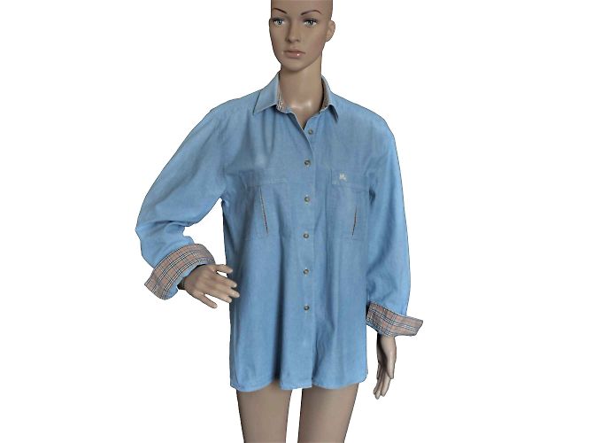 Camicia Burberry in denim blu di cotone