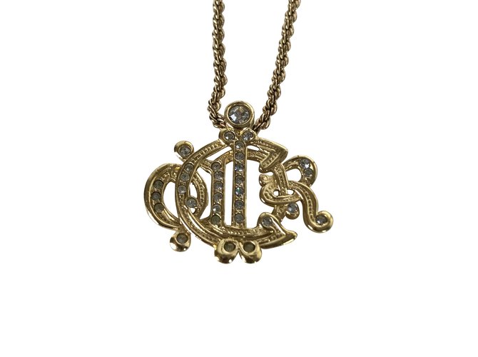 Christian Dior Dior necklace Golden Metal  ref.104456