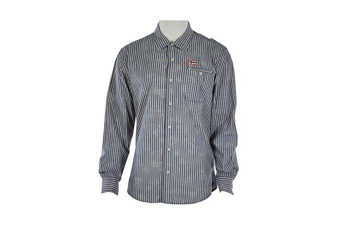 Camisa Listrada Napapijri de Algodão Azul Bege XL