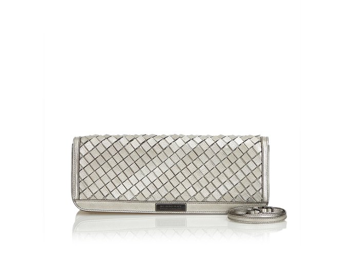 Burberry Willow Leather Clutch Silvery  ref.104530