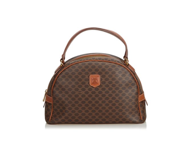 Céline Macadam Handbag Brown Leather Plastic  ref.104580