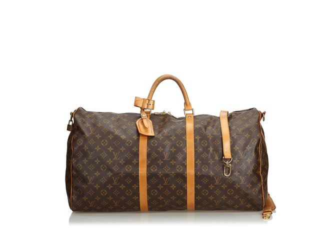 Louis Vuitton Monogram Keepall Bandouliere 60 Brown Leather Cloth  ref.104598