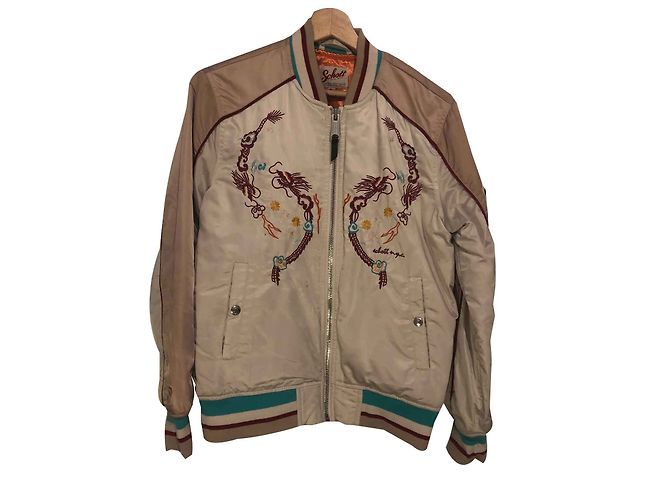 Chaqueta Bomber Schott Rosa de Algodón