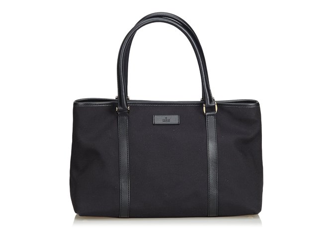 Gucci Canvas Tote Bag Black Leather Cloth Cloth  ref.104816