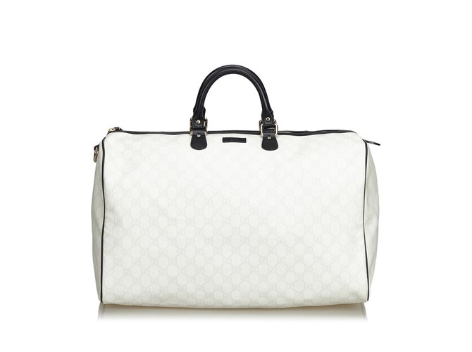 Gucci GG Supreme Travel Bag Preto Branco Couro Plástico  ref.104828