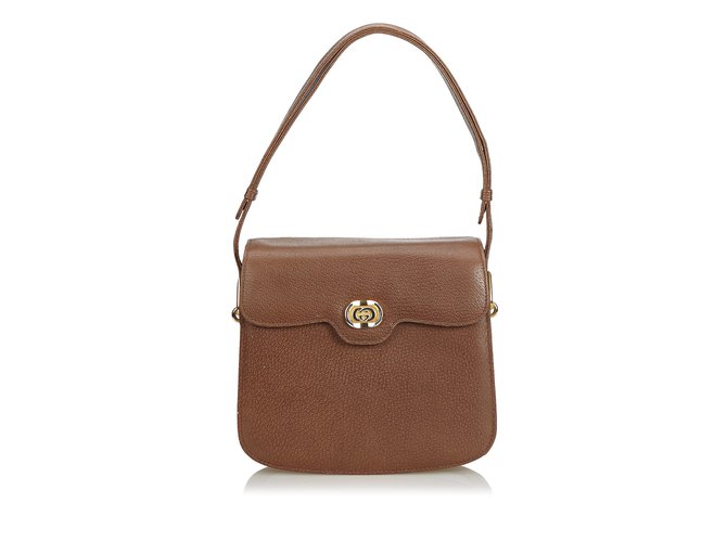Old Gucci Leather Handbag Brown  ref.104851