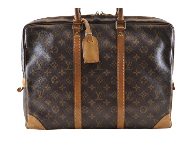 Louis Vuitton Porte Documents Brown Cloth  ref.104977
