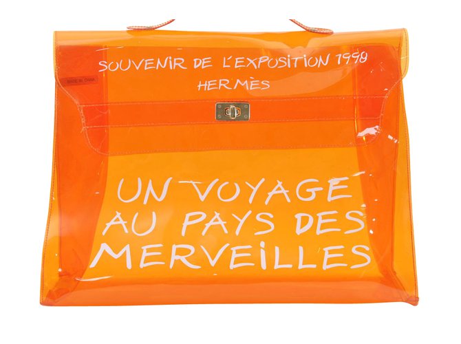 Bolsa de playa Hermès Vinyl Kelly Hand Naranja  ref.105031