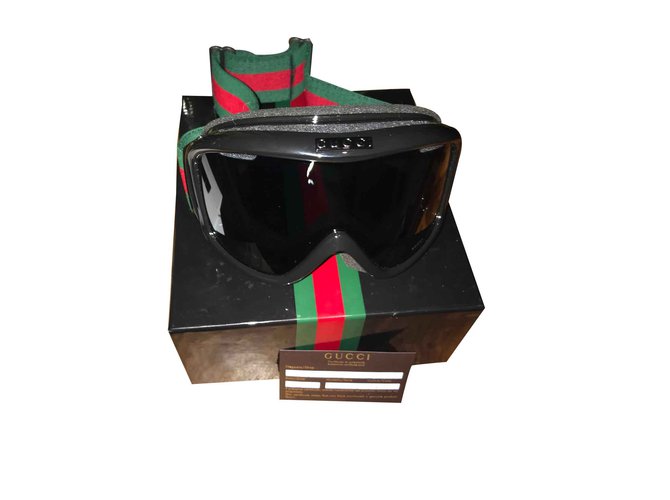 Gucci goglgles de esquí Negro Roja Verde  ref.105040