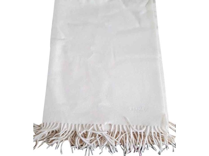 Hermès sciarpe Bianco sporco Cachemire  ref.105121