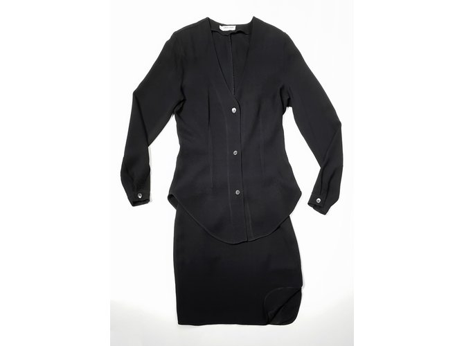 Armani Skirt suit Black Viscose  ref.105359