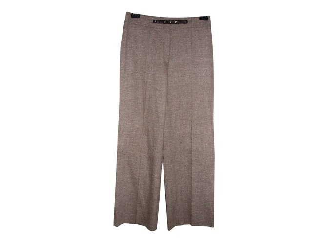 Laurèl Laurel(Escada) straight legged trousers Brown Pink Wool Viscose Nylon  ref.99427