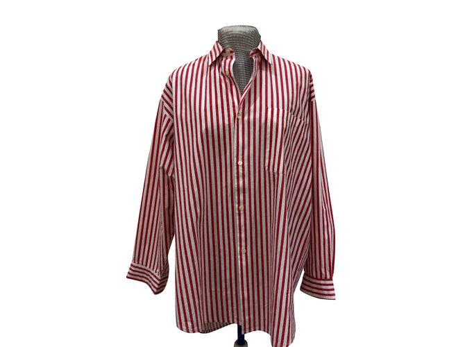 Autre Marque chemise rayée blanc rouge 100% coton  ref.99462