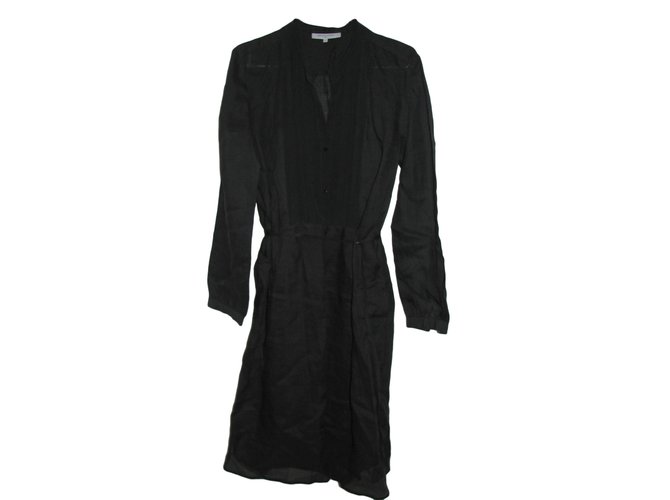 Gerard Darel Black dress from silk and linen  ref.99468