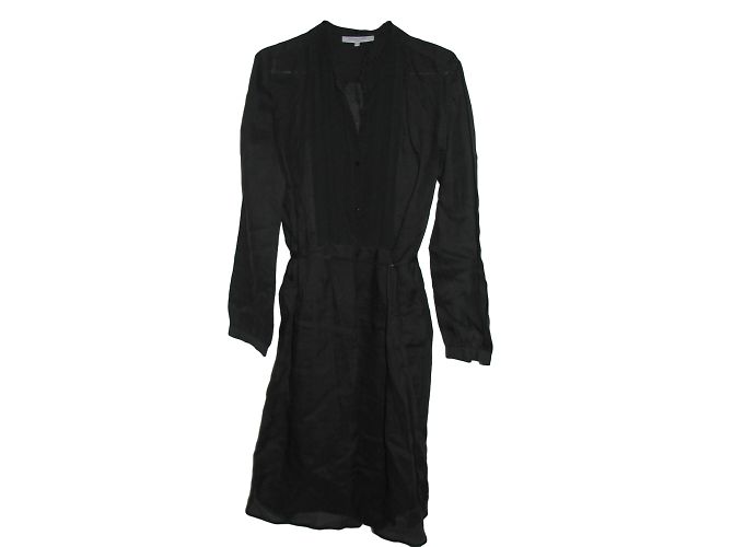 Gerard Darel Vestido preto de seda e linho