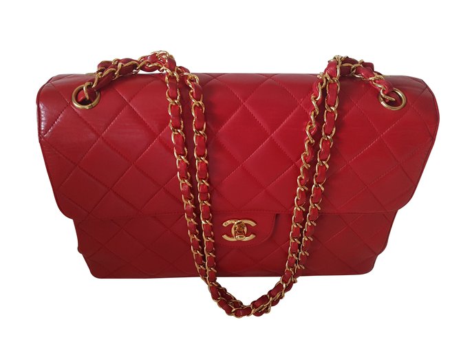 Chanel Rare Vintage Red Mini Patent Classic Flap