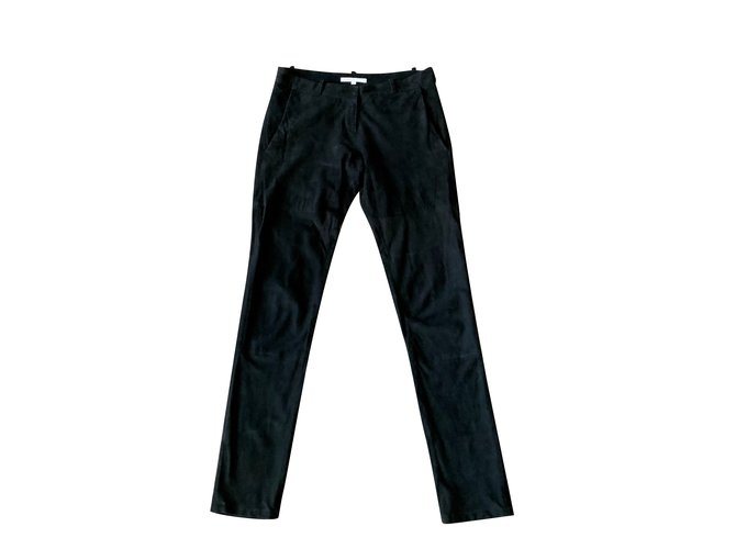 Pantalone in pelle scamosciata nera taglia MAJE 34 Nero Scamosciato  ref.99569