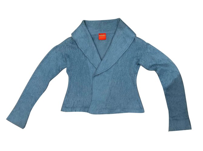 jacket KENZO Blue duck T.38-40 Wool Polyamide Mohair ref.99576