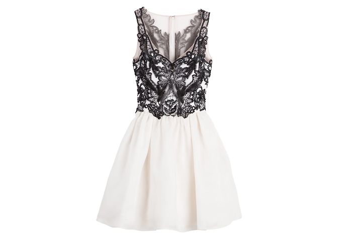 Vestido de seda Marchesa Notte Gazaar Preto Branco