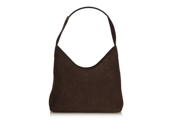 Gucci Suede Shoulder Bag Brown Dark brown Leather Metal  ref.99642