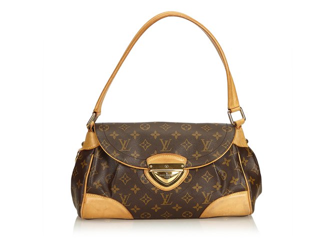 Louis Vuitton Monogram Beverly MM Brown Leather Cloth  ref.99651