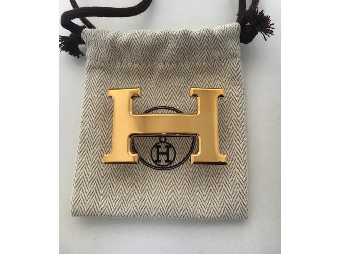 Fivela de cinto Hermès Constance em metal dourado brilhante, Nova Condição! Aço  ref.99685