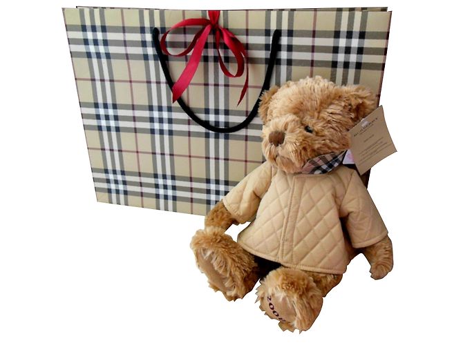 Peluche Teddy Bear Burberry Caban Tartan Check Beige