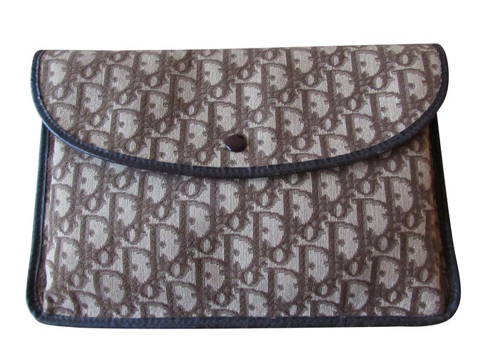 Christian Dior Clutch bags Brown Cloth  ref.99713