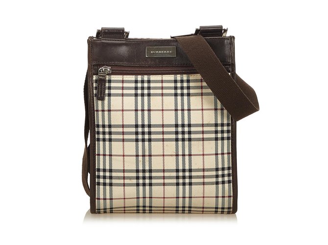 Brown Burberry Plaid Canvas Crossbody