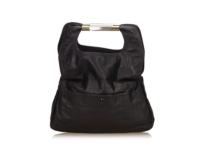 Chloé Fold-Over Nancy Clutch Nero Pelle Plastica