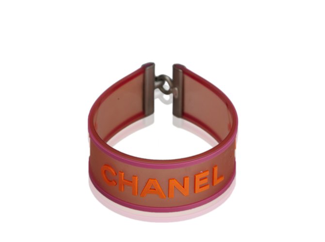 Chanel Bracelet avec logo Métal Rose Rouge  ref.99815