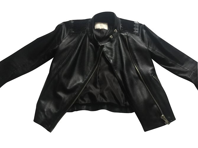 Maje Lederjacke in Schwarz Größe 38