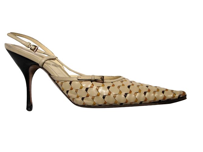 Prada slingbacks from woven leather Brown Beige