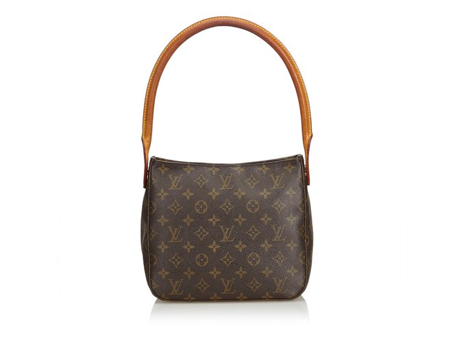 Louis Vuitton Monogram Looping MM Brown Leather Cloth  ref.99878