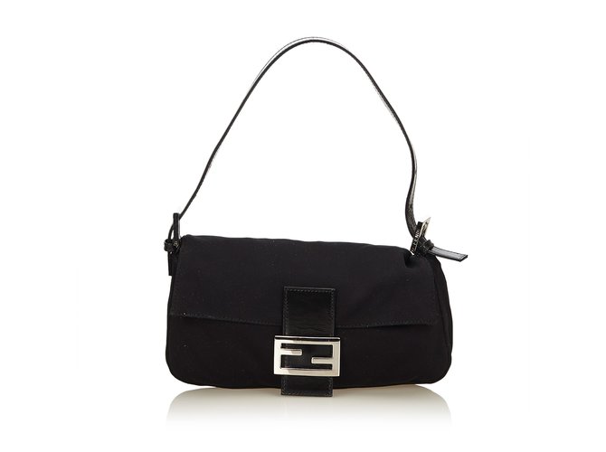 Fendi Nylon Baguette Handbags Leather 