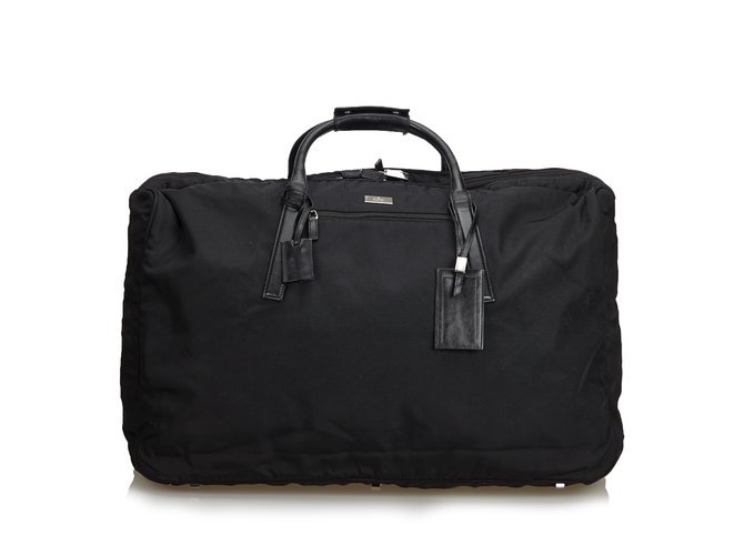 Gucci Nylon Duffle Bag Black Leather Cloth  ref.99908