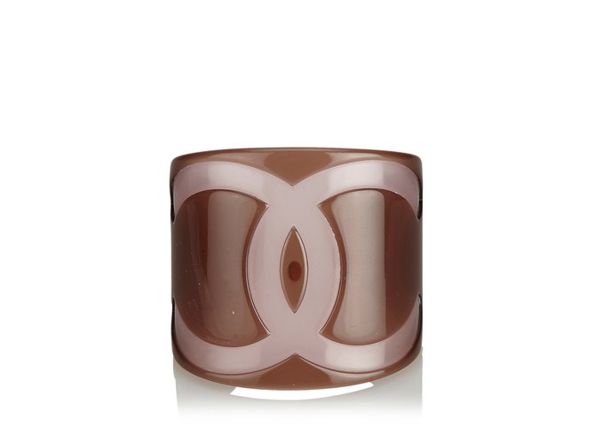 Chanel CC-Armreif Braun Pink Kunststoff  ref.99937