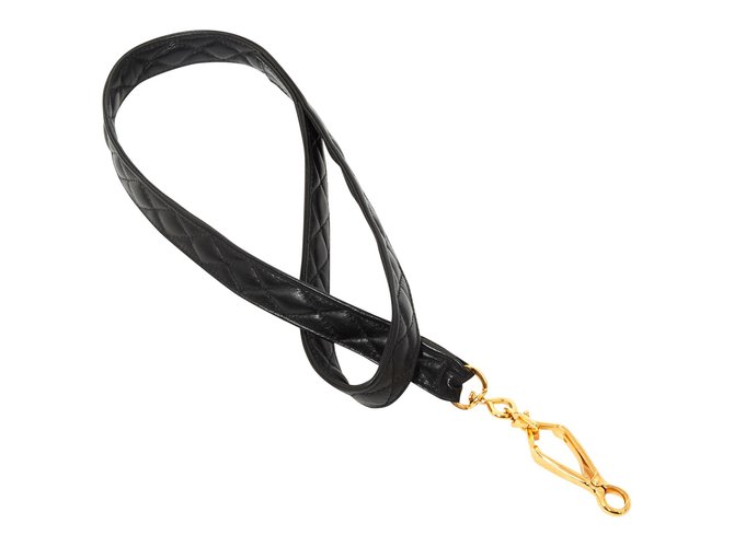 Chanel TIMELESS DOG CAT LEASH NEW BLACK GOLD Leather  ref.99959