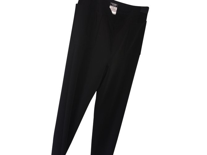 Tailored pants - CHANEL Black Polyester  ref.99965