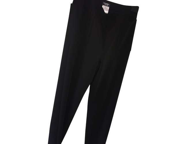 Pantalon tailleur - CHANEL Polyester Noir  ref.99965